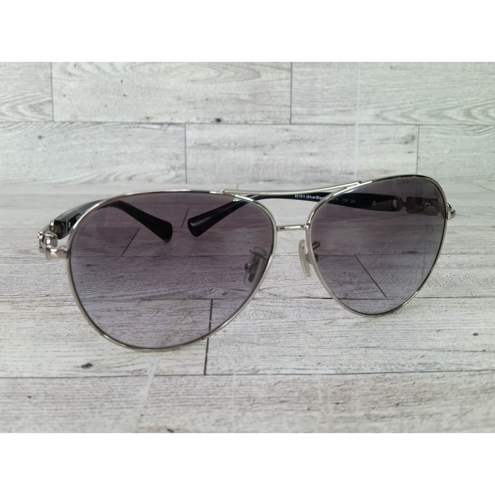 Coach Sunglasses 901511 black/silver Aviator 58-11 135 2N HC 7059 L138 Glasses - Picture 2 of 11
